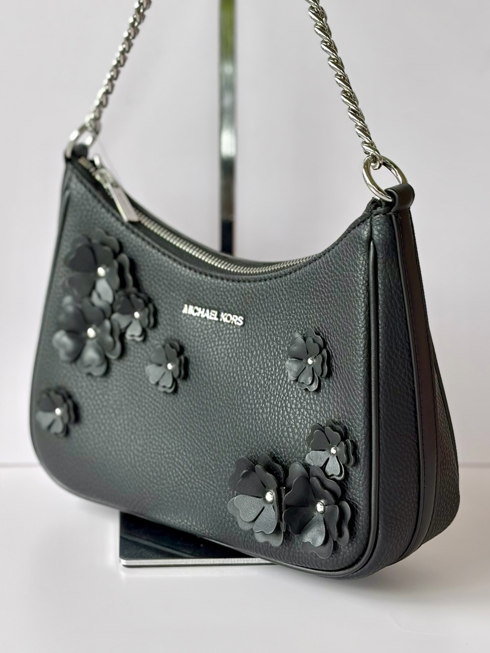Michael Kors Jet Set Travel Large Floral Embellished Convertible Crossbody Bag - Picture 11 of 14
